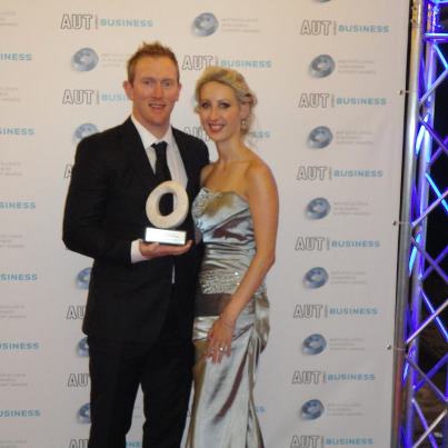 John and Lisa Plato with their AUT award